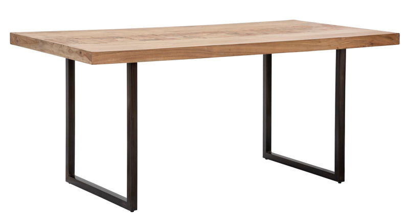 Tavolo da Pranzo Mumbai 175x90x77 cm in Legno di Acacia e in Ferro Marrone e Nero-1