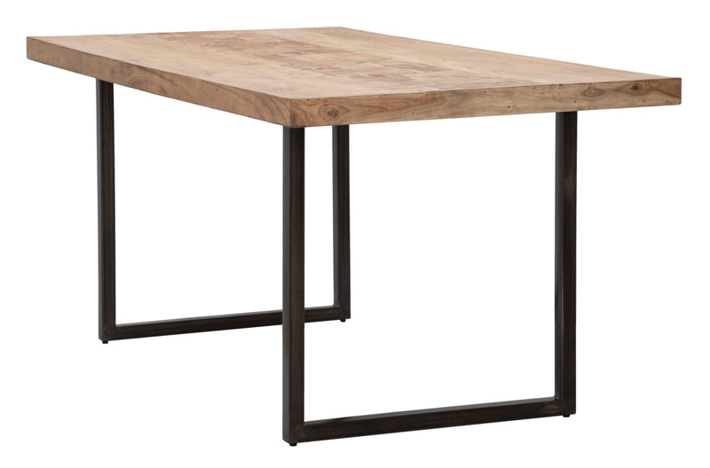 Tavolo da Pranzo Mumbai 175x90x77 cm in Legno di Acacia e in Ferro Marrone e Nero-3