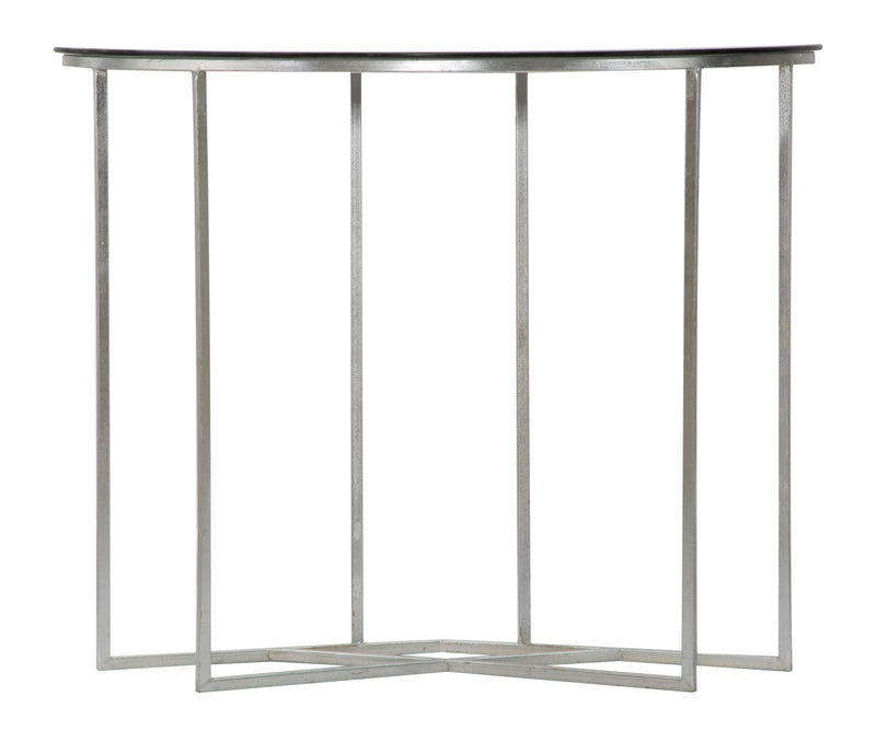 Console Oslo 100x40x80 cm in Ferro e Vetro Argento e Nero-3