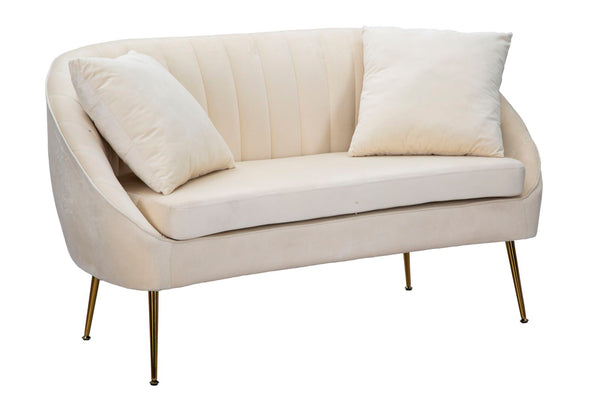 Cremefarbenes Sofa Venice 136 x 66 x 78 cm aus Schwammholz und Polyester und goldfarbenem Metall prezzo