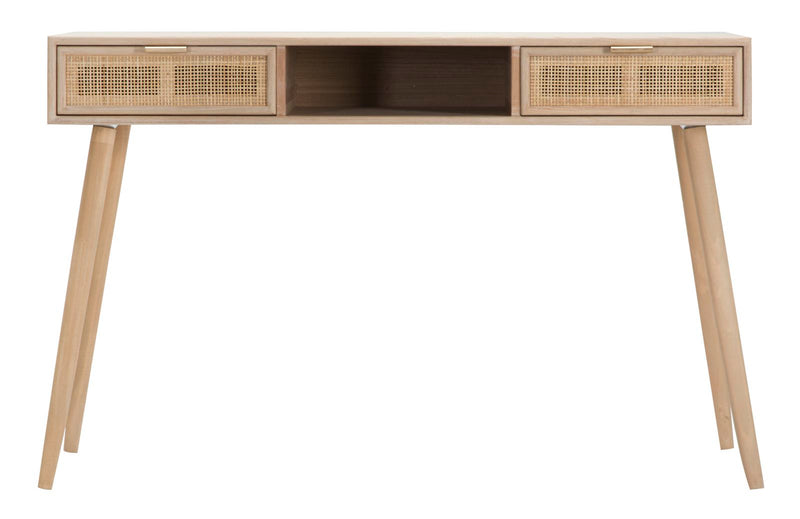 Console Paglia di Vienna 120x42x77 cm MDF e Impiallacciatura di frassino Marrone-3