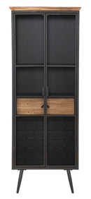 Mobile Iron School Grid 63x38,5x164 cm in Ferro e Legno di Abete Nero e Marrone-3