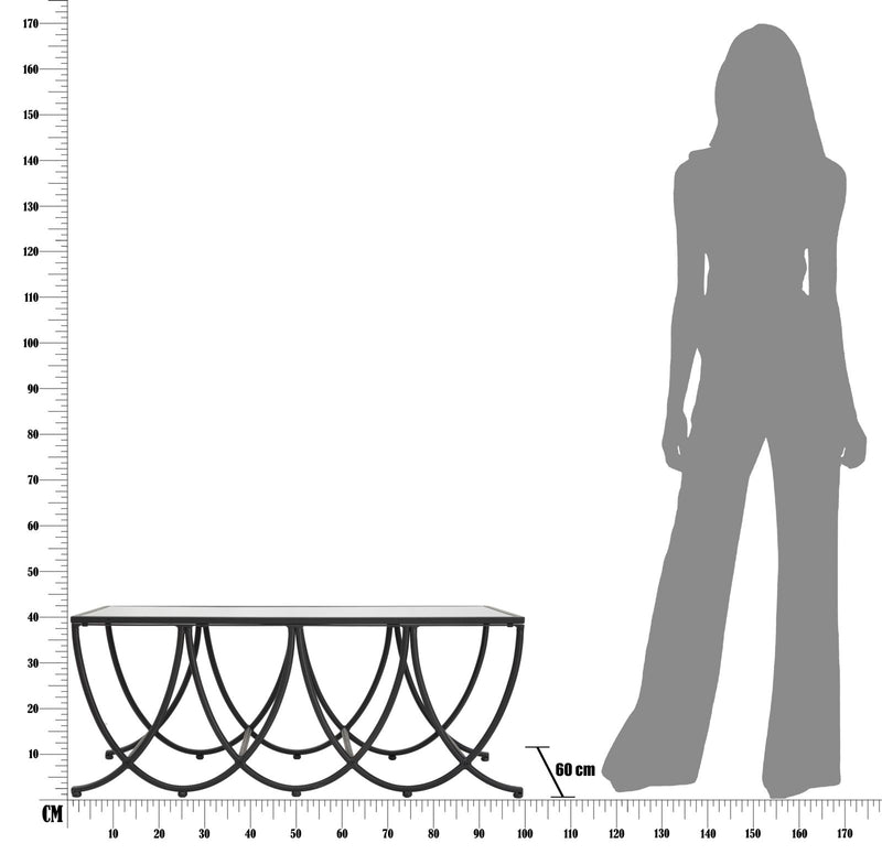 Tavolo da Caffé Dark 100x60x40 cm in Ferro e Specchio Nero-9