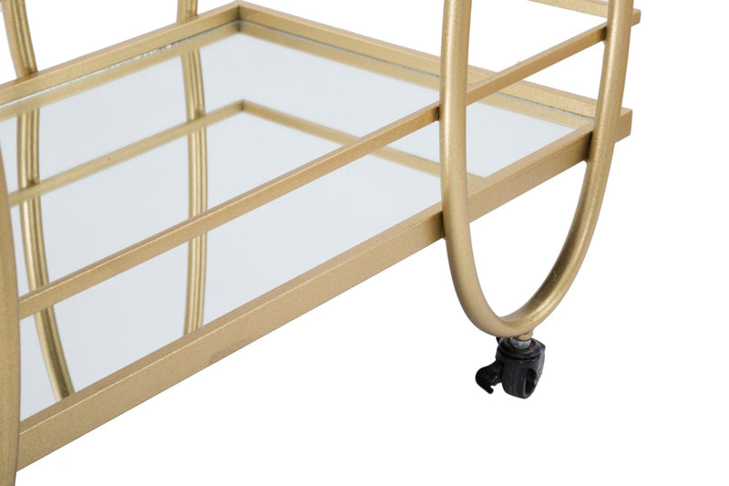 Carrello Ribbon 80x40x75 cm in Ferro MDF e Specchio Oro-6