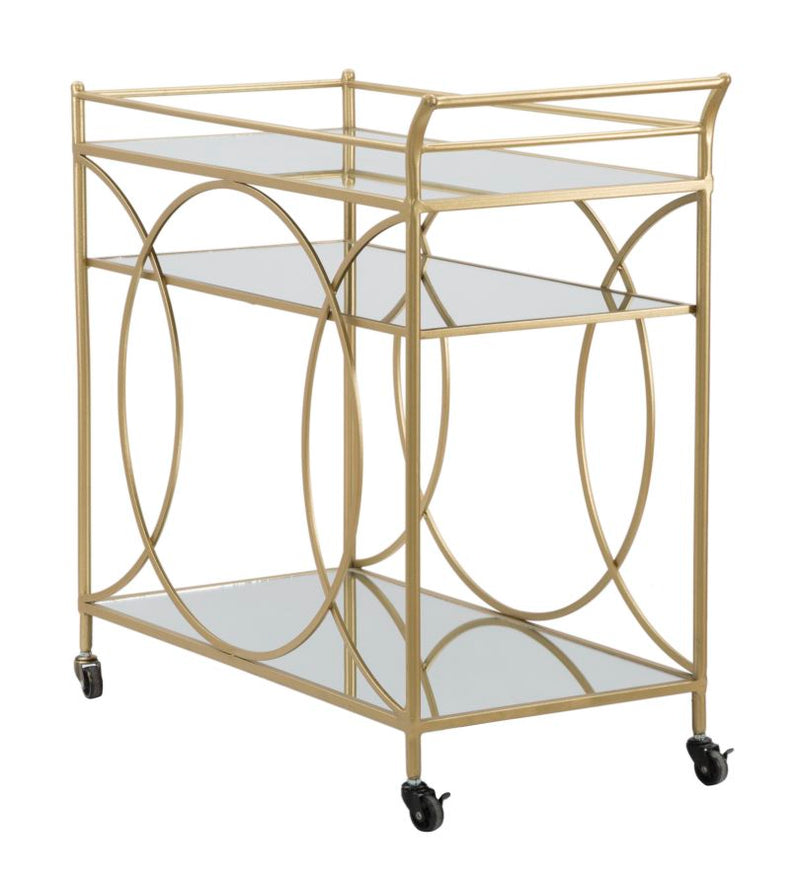 Carrello Infinity 80x40x80 cm in Ferro MDF e Specchio Oro-3