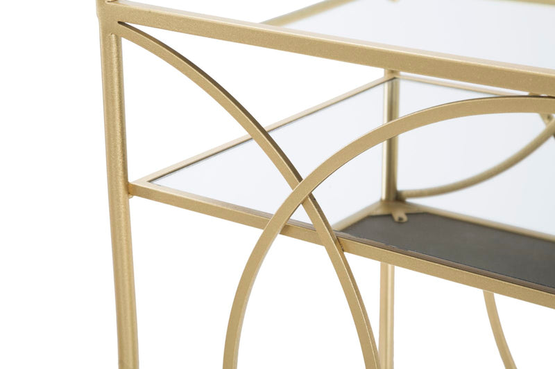 Carrello Infinity 80x40x80 cm in Ferro MDF e Specchio Oro-5