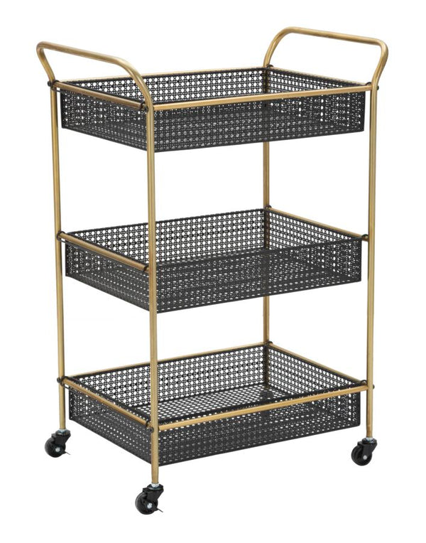 Fashion Trolley 56x37x81 cm in Schwarz und Goldeisen acquista