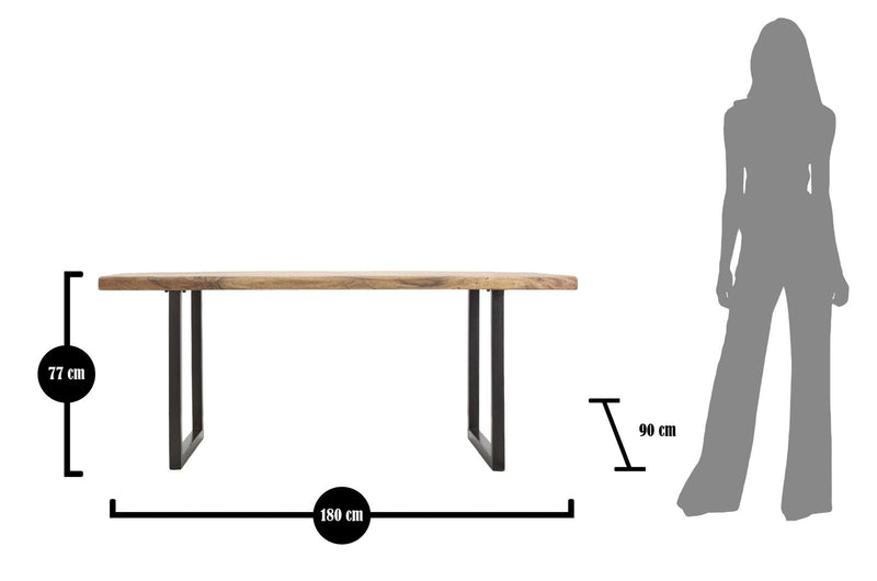 Tavolo da Pranzo Yellowstone 180x90x77 cm in Legno di Acacia e in Ferro Marrone e Nero-9