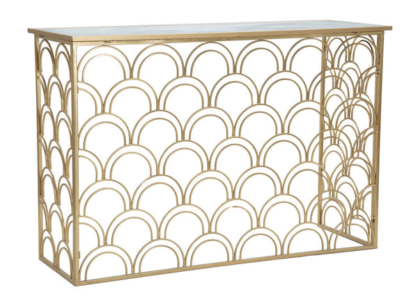 acquista Arc Konsole 120 x 40 x 80,5 cm aus MDF-Eisen und Gold und mehrfarbigem Glas