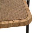 Tavolino Basso 75x55x46,5 cm in Metallo con Piano in Rattan-5