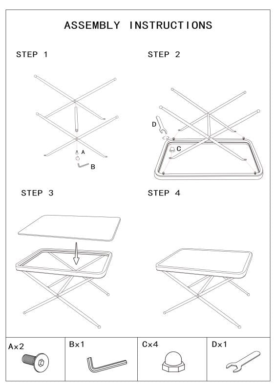 Tavolino Basso 70x50x45 cm in Metallo con Piano in Vetro-10