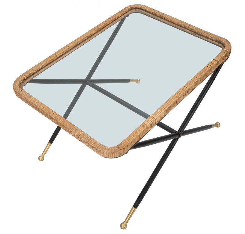 Tavolino Basso 70x50x45 cm in Metallo con Piano in Vetro-4