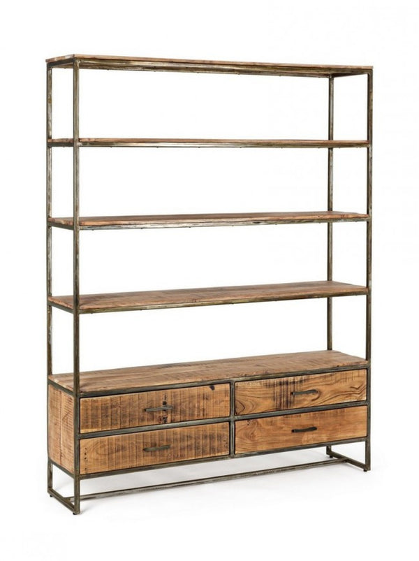 Libreria 4 Ripiani 4 Cassetti 145x35x190h cm Elmer sconto