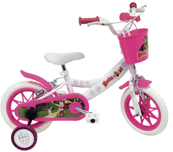 sconto Bicicletta per Bambina 12” 2 Freni Gomme in EVA Masha e Orso Bianca