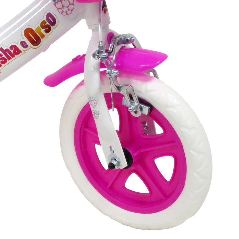 Bicicletta per Bambina 10" 1 Freno Gomme in EVA Masha e Orso Bianca-3