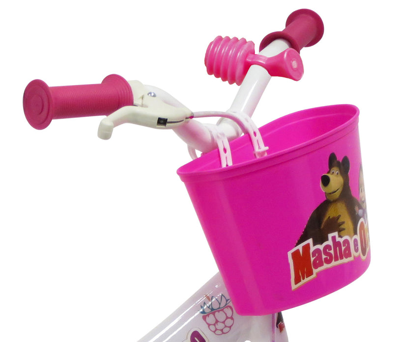 Bicicletta per Bambina 10" 1 Freno Gomme in EVA Masha e Orso Bianca-4