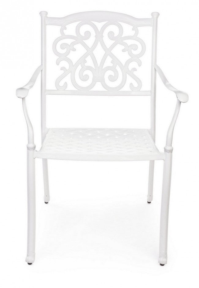 Set 4 Sedie da Giardino 65x60x92h cm con Braccioli Ivrea Bianco-4