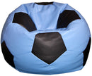 Poltrona a Sacco Pouf Ø100 cm in Similpelle Baselli Pallone da Calcio Celeste e Nero-1