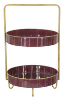 Svuota Tasche Double Glam 36,5x34,5x56,5 cm in Ferro e Specchio Bordeaux e Oro-3