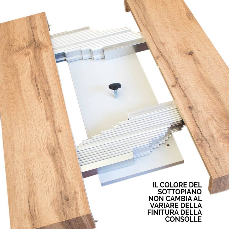 Consolle Allungabile in Legno e Ferro H77x40x90/300cm Banco Evolution Abete Tinto Classica-5