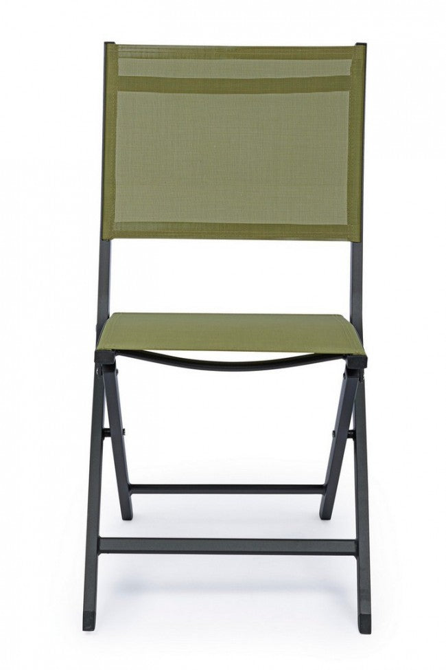 Set 4 Sedie Pieghevole da Giardino 47x57x88h cm Elin Antracite e Verde -4