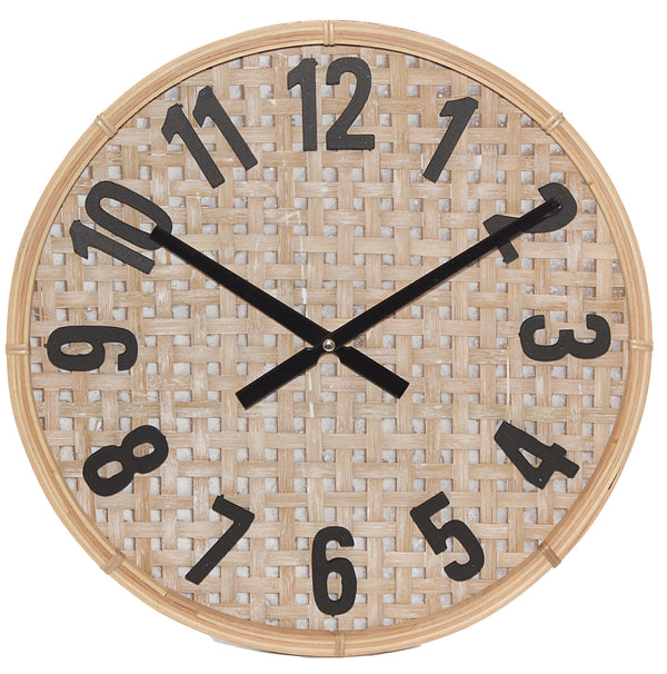 Orologio da Parete Ø40 cm in Mdf e Rattan Marrone online