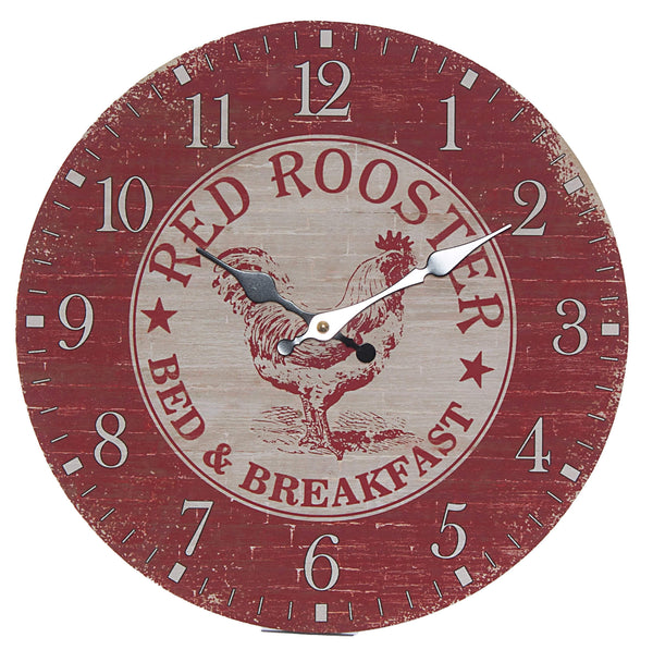 sconto Orologio da Parete "Red Rooster" Ø34 cm in Mdf Rosso