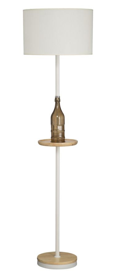 Lampada da Terra Bouteille Ø42x158 cm Vetro e in Ferro Tessuto e Legno Bianco e Marrone-1