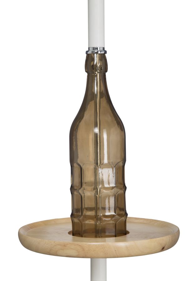 Lampada da Terra Bouteille Ø42x158 cm Vetro e in Ferro Tessuto e Legno Bianco e Marrone-2