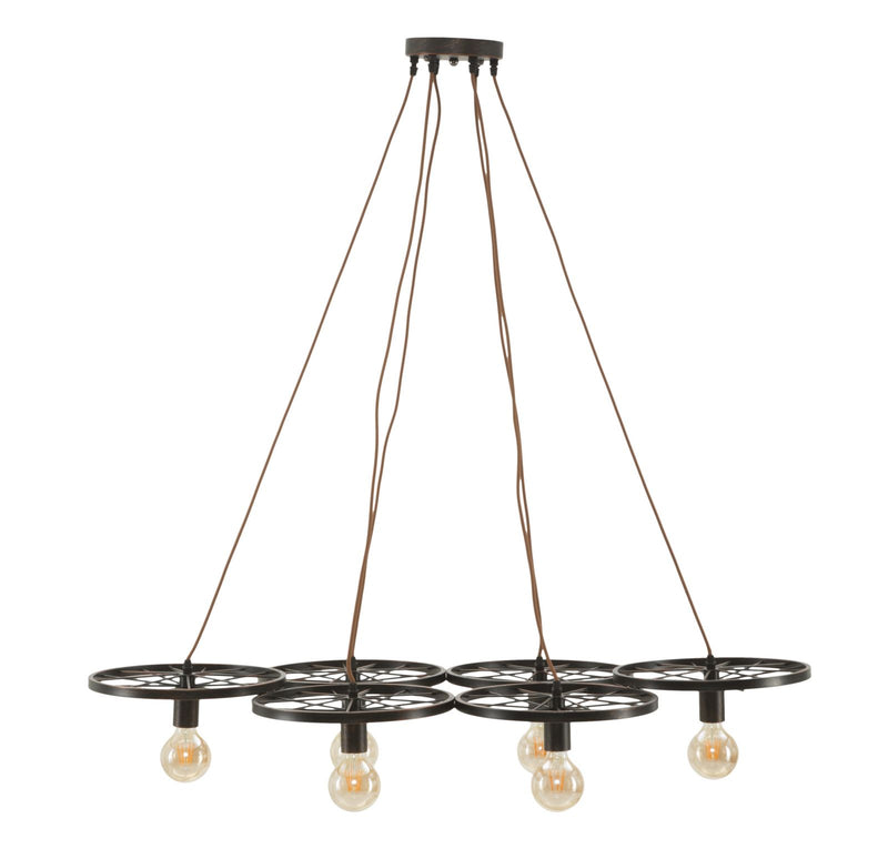 Lampadario Indust Circle 6 Luci 110x60x6 cm in Ferro-1