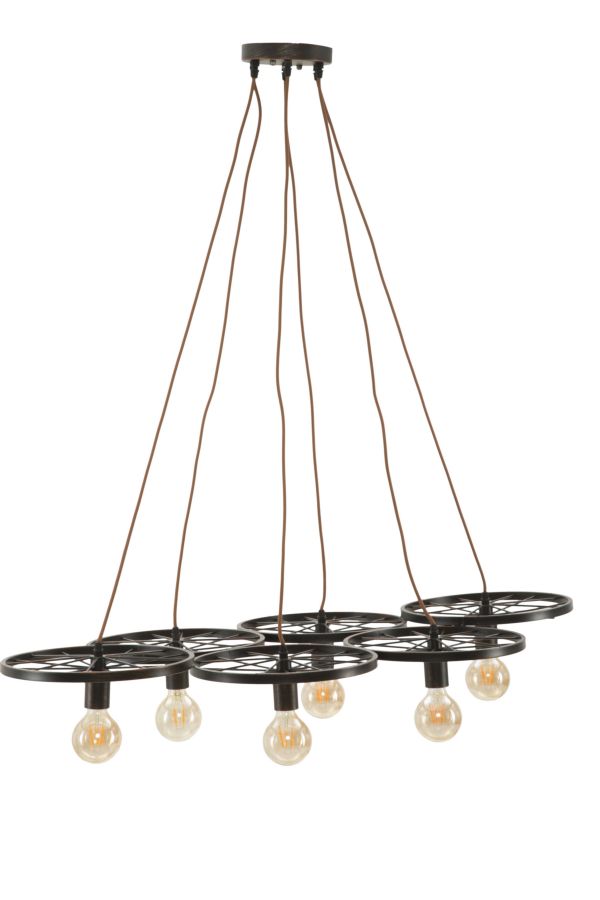 Lampadario Indust Circle 6 Luci 110x60x6 cm in Ferro-2