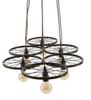 Lampadario Indust Circle 6 Luci 110x60x6 cm in Ferro-5