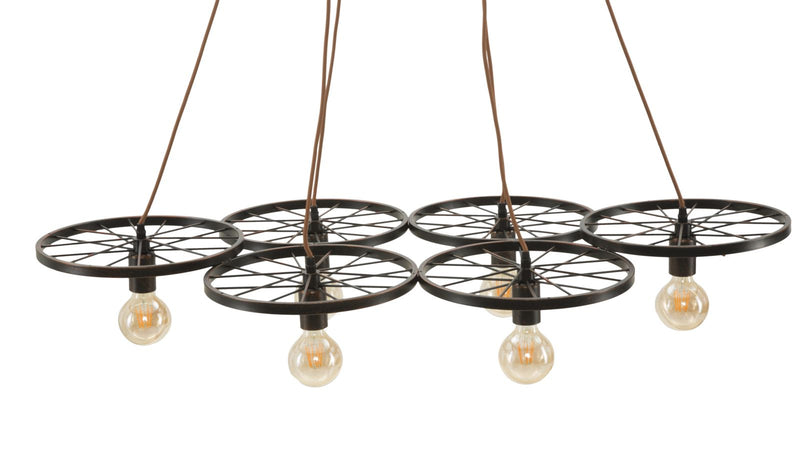 Lampadario Indust Circle 6 Luci 110x60x6 cm in Ferro-9