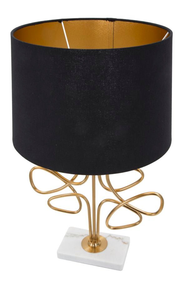 Lampada da Tavolo Glam Roudy Ø39x65 cm in Ferro Plastica e Poliestere Nero e Oro-3