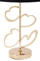 Lampada da Tavolo Glam Harts Ø30x54,5 cm in Ferro e Tessuto Nero e Oro-5