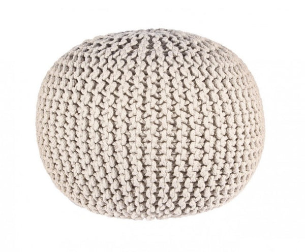 sconto Pouf Intrecciato Ø 50x35 cm Intreccio in Tessuto Sabbia