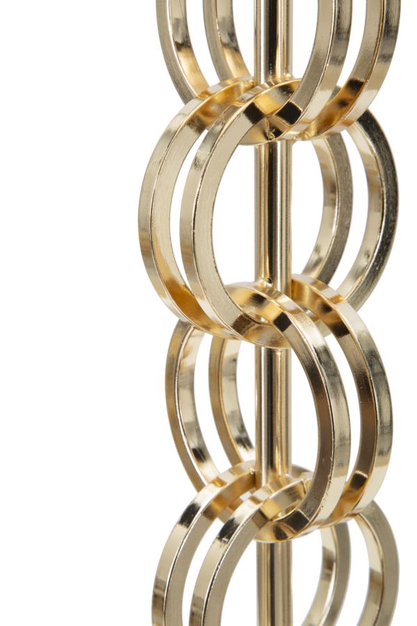 Lampada da Tavolo Glam Rings Ø25x54,5 cm in Ferro e Tessuto Nero e Oro-5