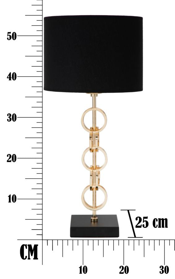 Lampada da Tavolo Glam Rings Ø25x54,5 cm in Ferro e Tessuto Nero e Oro-9