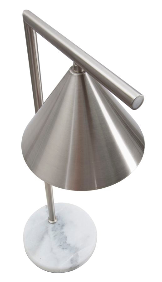 Lampada da Tavolo Gloty 18x27x53 cm in Ferro e Marmo Argento-8