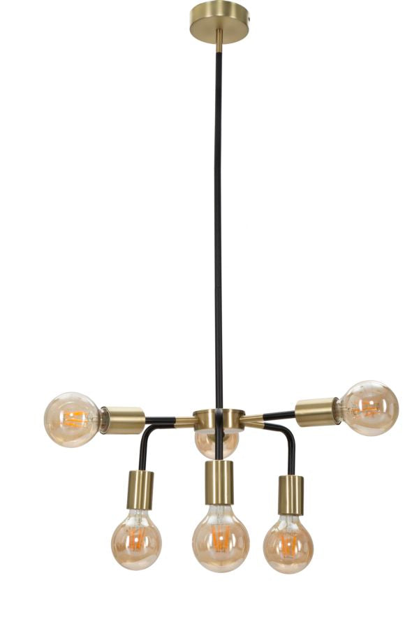 Lampadario Darky Ø37x81 cm in Ferro Oro e Nero-3