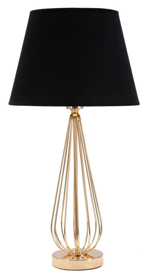 Lampada da Tavolo Ovy Ø32,5x62 cm in Ferro PVC e Tessuto Oro e Nero-1