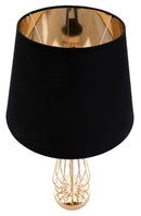 Lampada da Tavolo Ovy Ø32,5x62 cm in Ferro PVC e Tessuto Oro e Nero-3