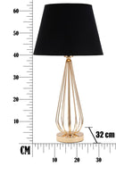 Lampada da Tavolo Ovy Ø32,5x62 cm in Ferro PVC e Tessuto Oro e Nero-7