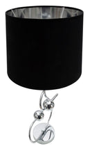 Lampada da Tavolo Argento Ball Ø33x67 cm in Ferro PVC e Tessuto Argento e Nero-2