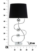 Lampada da Tavolo Argento Ball Ø33x67 cm in Ferro PVC e Tessuto Argento e Nero-7