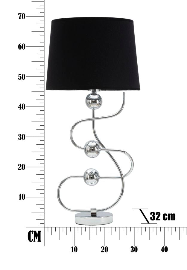 Lampada da Tavolo Argento Ball Ø33x67 cm in Ferro PVC e Tessuto Argento e Nero-7