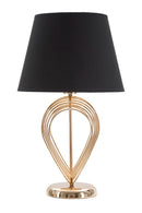 Lampada da Tavolo Maxt Ø32,5x53,5 cm in Ferro Carta e Tessuto Oro e Nero-1