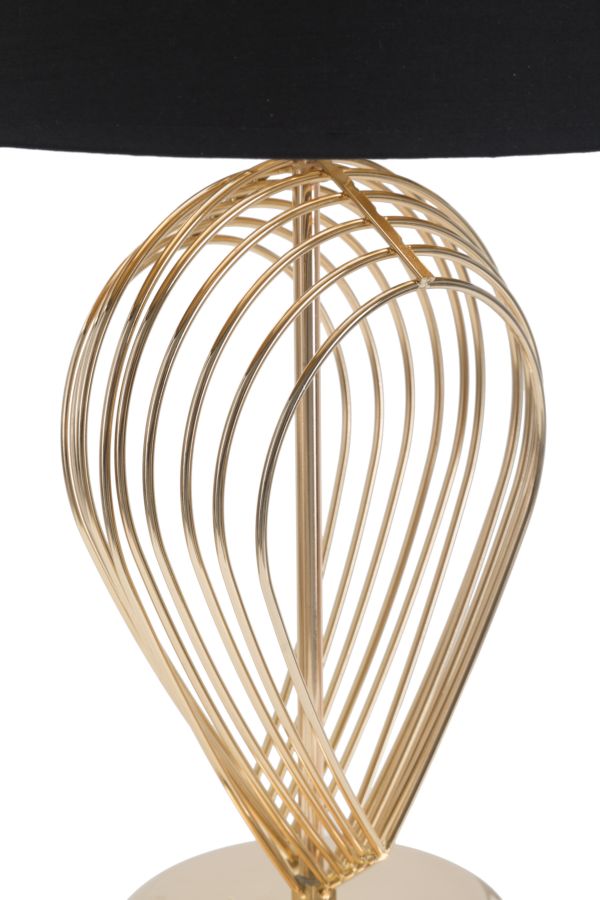 Lampada da Tavolo Maxt Ø32,5x53,5 cm in Ferro Carta e Tessuto Oro e Nero-3