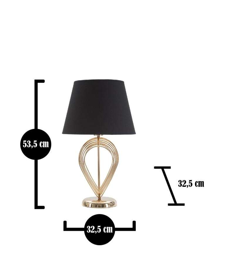 Lampada da Tavolo Maxt Ø32,5x53,5 cm in Ferro Carta e Tessuto Oro e Nero-6