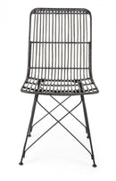 Set 4 Sedie 45x55x85 cm Metal Rattan in Fibre Naturali Nero-3